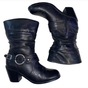 Harley-Davidson Womens Black Leather Biker Riding Heeled Boots Sz 7.5